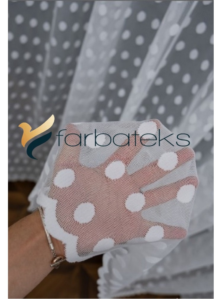 Puantiyeli Modern Yuvarlak Tpocuk Model Tül Perde Puantiyeli Modern Yuvarlak Tpocuk Model Tül Perde